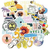 Vsco Sticker 50 Pack Cute Nature Vsco Aesthetic Waterproof Stickers Postive Lovely Durable Trendy Vinyl Decal Stickers for Water Bottles Laptops Phone Computer (Yellow)