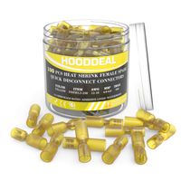 HOODDEAL 100pcs Female Spade Connector - Heat Shrink Insulated Electrical Spade Terminals - Marine Automotive Quick Disconnect Wire Crimp Connectors Kit - 12-10 Gauge, Yellow