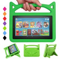All-New 7 Inch Case for Kids - SHERBORN Kids Shockproof Foam [Kids Friendly] Case with Stand Cat Ear Handle Kids Cover for 7" Display Tablet (9th/7th/5th Generation, 2019/2017/2015 Release)-Green