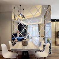 3D Wall Stickers,DIY Rhombus Mirror Sticker For Home Livingroom Decoration (Silver)