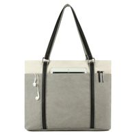 Women Laptop Tote Bag for Work Lightweight Splice Canvas 15.6 Inch Handbag Purse