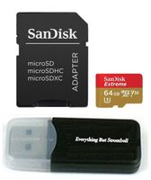 64GB Memory Card works with Gopro Hero 6, Fusion, Hero 5, Karma Drone, Hero 4, Session, Hero 3, 3+, Hero + Black - Sandisk Extreme UHS-1 64G micro SDXC with Everything But Stromboli Card Reader