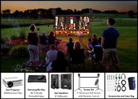 Indoor/Outdoor Theater Kit | Silverscreen Series System | 9' Projection Screen with HD Savi 3000 Lumen Projector, Sound System, Blu-Ray Player w/WiFi (SS-100)