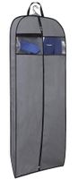 MISSLO Gusseted 60" Dress Garment Bag Hanging Clothes Cover with Clear Window Zipper Pocket for Long Coat, Full-Length Wedding Gown, Closet, Travel, Luggage (Grey)