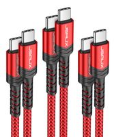 JSAUX USB C to C Fast Charging Cable 3A [1ft+3.3ft+6.6ft 3-Pack] USB Type C Braided Cord Compatible with Samsung Galaxy Note10/Note10 Plus, Google Pixel 2/3/3a/4/2 XL/3 XL/4XL,iPad pro 2018 etc -Red