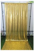 Sequin Backdrop Glitter Curtain Shiny Gold 7FTx7FT Chic Wedding Reception Baby Shower Bridal Shower Buffet Photo Booth Backdrops -190624S (7FTx7FT, Shiny Gold)