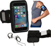 Navitech Black Running/Jogging/Cycling Water Resistant Sports Armband Compatible with The Apple iPhone 6S