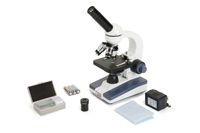Celestron CM1000C Compound Microscope w/40x - 1000x Power, 3AA Batteries, 10 Prepared Slides, 10x and 25x eyepieces, 3 Fully achromatic objectives, Coaxial Focus, AC Adapter