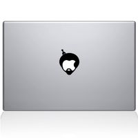 The Decal Guru 2054-MAC-15P-BLA Afro Apple Logo Decal Vinyl Sticker, Black, 15\" MacBook Pro (2015 & Older)
