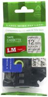 LM Tapes - Brother PT-1280 1/2" (12mm 0.47 Laminated) Black on Matte Clear Compatible TZe P-touch Tape for Brother Model PT1280 Label Maker with FREE Tape Guide Included