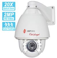 2MP Auto Tracking PTZ IP Camera with 20X Optical Zoom, Waterproof High Speed Outdoor Security Camera, Support Micro SD Card and P2P, H.265/H.264 ONVIF2.4, 500ft IR Night Vision