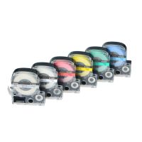 NineLeaf 6PK Combo Set Compatible for LC-4TBN LC-4WBN LC-4RBP LC-4YBP LC-4GBP LC-4LBP Label Tape Cassette Replacement for Labelworks/KingJim Series Label Printer (1/2" x 26.2", 12mm x 8m)