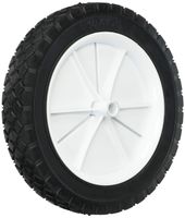 Shepherd Hardware 9615 10-Inch Semi-Pneumatic Rubber Replacement Tire, Plastic Wheel, 1-3/4-Inch Diamond Tread, 1/2-Inch Bore Offset Axle,White