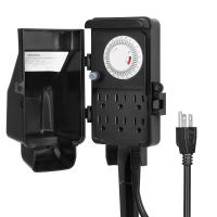 DEWENWILS Outdoor Mechanical Power Strip Timer, Outdoor Yard Stake Timer, Waterproof, 6 Grounded Outlets, 6 ft Extension Cord, Mechanical Timer for Christmas Lights, Ponds, Pumps, 1800W/15A Heavy Duty