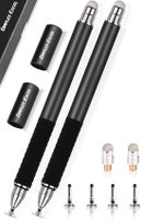 Dimples Excel 2 in 1 Precision Stylus with Fine Point Tip Disc and Hybrid Fiber Tip - 4 Replacement Discs and 2 Micro-Knit Hybrid Fiber Tips, 2 Pack