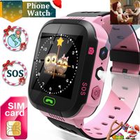 Kids Smart Watch [Free SIM Card Include] GPS+LBS Tracker Boys Girls Touch Screen Smartwatch Phone SOS Call Anti-Lost Camera Sport Wristwatch Flashlight Learning Game Watch Birthday Holiday Gifts