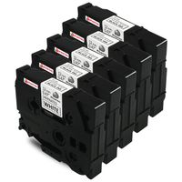 Phoenixa 5 Pack Compatible Brother P-touch M Tape M231 MK231 M-K231 Black on White Label Tape for Brother P Touch Label Maker PT-90 PT-M95 PT-70BM PT-65 PT-85 PT-45 (0.47 Inch x 26.2 Feet 12mm x 8m)