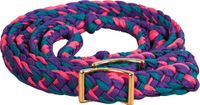 Southwestern Equine New Braided Barrel Racing Reins - Flat w/Easy Grip Knots 8ft (Teal Purple & Pink)