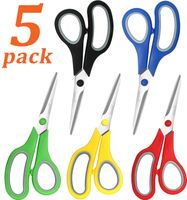 Scissors, VERONES 8 Inch Soft Comfort-Grip Handles & Stainless Steel Sharp Blades Perfect for Cutting Paper, Fabric Photos, More, 5-Pack