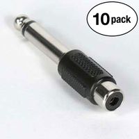 InstallerParts (10 Pack ¼'' Mono Plug to RCA Jack Adapter - Use with Standard Audio Components