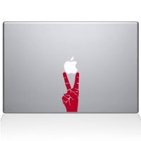 The Decal Guru Peace Sign Hand MacBook Decal Vinyl Sticker - 12" MacBook - Red (1147-MAC-12M-DR)