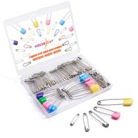 HOUSE DAY Safety Pins Set with 5 Sizes Family Use for Baby Clothing, Sewing & Crafts