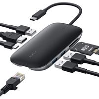USB C Hub AUKEY 8 in 1 Type C Hub with Ethernet Port, 4K USB C to HDMI, 3 USB 3.0 Ports, 100W USB C Power Delivery Charging, SD/TF Card Reader for MacBook Pro, Chromebook Pixel and Other USB C Laptops