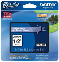 Wholesale CASE of 10 - Brother P-Touch TZ Laminated Tape Cartridges-Laminated Tape Cartridge, For TZ Models, 1/2", White/Clear