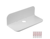 eLhook 9" White Stick-On and Removable Shelf with Cord Management for Bathroom and Household Electronics Bluetooth Speakers and Security Cameras