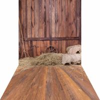 KonPon Farm Backdrop Autumn Haystack Wood Vinyl Photography Backdrops Photo Props Woods Backdrop Newnorn Shoot Background KP-115