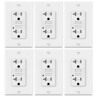 6 Pack - ELECTECK GFCI Outlets, Tamper-Resistant (TR) GFI Receptacles with LED Indicator, 20A/125V/2500W, Decorator Wall Plates and Screws Included, ETL Certified, White