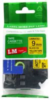 LM Tapes - Brother PT-2300 3/8" (9mm 0.35 Laminated) Black on Yellow Compatible TZe P-touch Tape for Brother Model PT2300 Label Maker with FREE Tape Guide Included