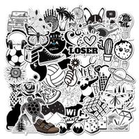 Vsco Water Bottle Laptop Stickers,Big 50-Pack Cute Cartoon Aesthetic Trendy Stickers for Teens,Girls,Kids Perfect for Waterbottle Laptop Phone Travel Extra Durable 100% Vinyl (Black & White)