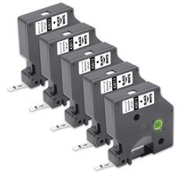 D1 Label Tape 1/4'', Unismar D1 43613 6mm Black on White Labeling Compatible for LabelManager 160 210D 280 360D PnP 420P PnP 500TS, LabelPoint 100 150 200 250 300 350, LabelWriter 400 450 Duo, 5-Pack