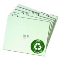 Smead 100% Recycled Pressboard File Guides, 1/5-Cut Tab (A-Z), Letter Size, Gray/Green, Set of 25 (50376)