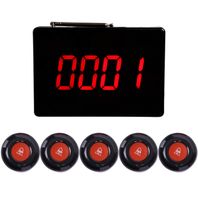 CallToU Wireless Calling System Customers Patient Pager System with 5 PCS Waterproof Call Buttons and 1PC Display Receiver for Restaurant Clinic Nursing Home Caregiver