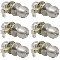 Probrico Privacy Interior Door Knobs Bed and Bath Handle Levers Keyless Brushed Nickel Lockset 6 Pack