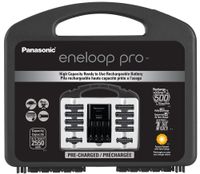 Panasonic K-KJ17KHC82A eneloop pro High Capacity Power Pack, 8AA, 2AAA, with"Advanced" Individual Battery Charger and Plastic Storage Case