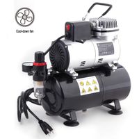 Timbertech Professional Upgraded Piston Airbrush Compressor with Motor Cool Down Fan ABPST08 Oil-Less Quiet Spraying Air Compressor with Tank