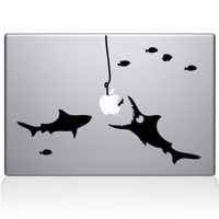 The Decal Guru Shark Party Under The Sea MacBook Decal Vinyl Sticker - 11" MacBook Air - Black (0192-MAC-11A-BLA)