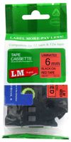 LM Tapes - Brother PT-1880 Label Printer 6mm Black on Red Compatible TZe P-touch Tape (1/4" 0.23 Laminated) for Brother Model PT1880 Label Maker