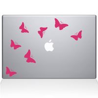 The Decal Guru 1029-MAC-15P-BG Butterflies Decal Vinyl Sticker, 15" Macbook Pro (2015 & older), Pink