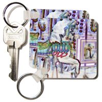 3dRose Merry-Go-Round Digital Art - Key Chains, 2.25 x 4.5 inches, set of 2 (kc_6468_1)