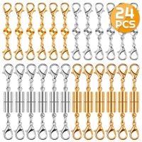 Anezus 24Pcs Necklace Clasp Magnetic Jewelry Locking Clasps and Closures Bracelet Extender for Necklaces, Bracelets and Jewelry Making (Silver & Gold)