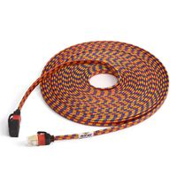 CAT7 Weave Shielded Ethernet Cable Flat Patch Cable FTP Patch Cord LSOH Engineering Grade Network Cable (5M, Red1)