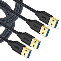 USB 3.0 Cable Male to Male, Besgoods 2-Pack Braided 6ft USB to USB Cable Type A Male Double End USB Cord Compatible Hard Drive Enclosures, DVD Player, Laptop Cooler - Black