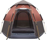 Toogh 3-4 Person Camping Tent Backpacking Tents Hexagon Waterproof Dome Automatic Pop-Up Outdoor Sports Tent Camping Sun Shelters (Dark Red)