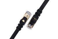 Cat7 Black Ethernet Cable 25Ft 1 Pack Double Shielded Flat Cable - High Speed Internet Network Cable Up to 10 Gigabit-Gold Plated Rj45 Connectors (25ft, Black)