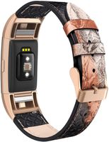 SWEES Bands Compatible for Fitbit Charge 2 Leather Small (5.6" - 7.5"), Genuine Leather Replacement Wristband Metal Connectors Women, Black, Beige, Brown, Grey, Rose Gold, Blue