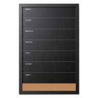 MasterVision Combo Weekly Planner Wallmount Chalkboard with Natural Cork Strip, Black Frame, 16 x 24 Inches (PM0329168)